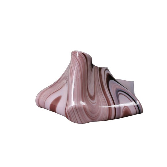 Lavender and White Slag Glass Handkerchief Bowl - Picture 7 of 7